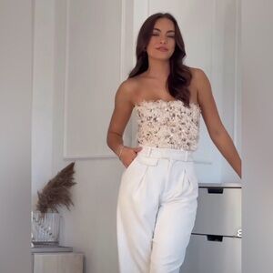 Zara Cream Faux Fur crop top